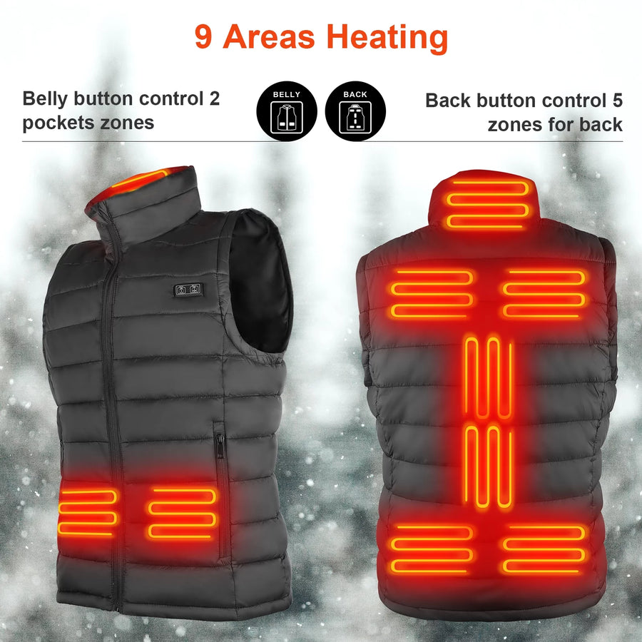 Heated Vest Coat with 10000mAh Battery Pack Lightweight Heated Jacket Heated Clothing Outwear Body Warmer Winter Warm Up Women Men XXL