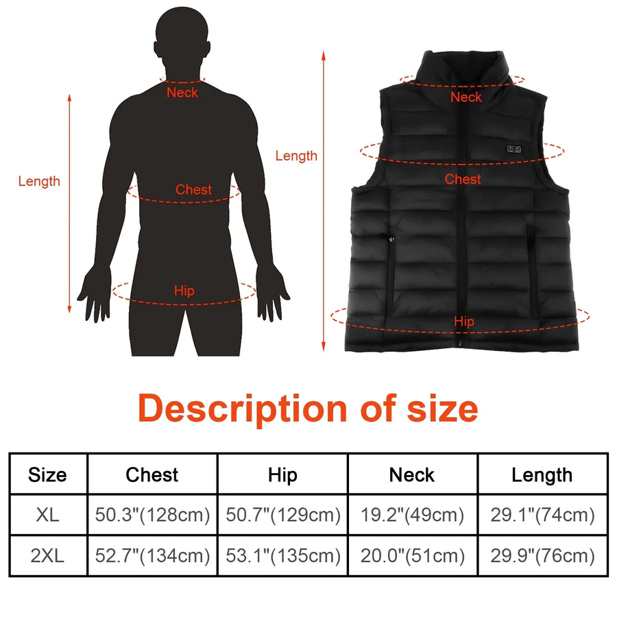 Heated Vest Coat with 10000mAh Battery Pack Lightweight Heated Jacket Heated Clothing Outwear Body Warmer Winter Warm Up Women Men XXL