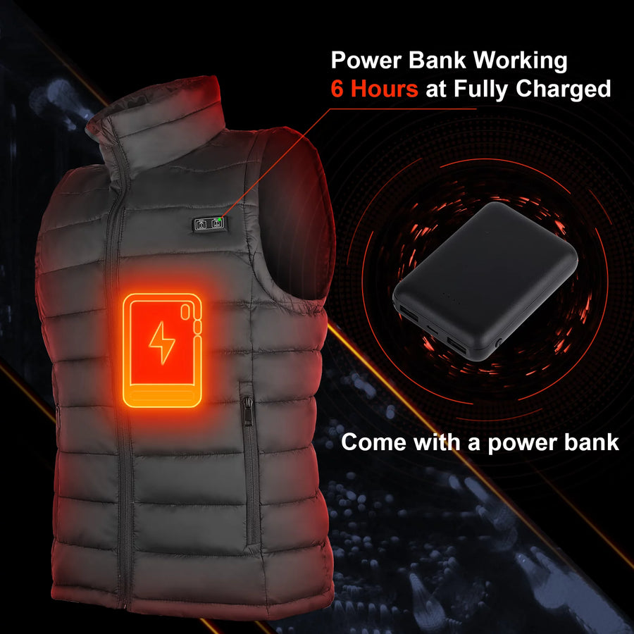 Heated Vest Coat with 10000mAh Battery Pack Lightweight Heated Jacket Heated Clothing Outwear Body Warmer Winter Warm Up Women Men XXL