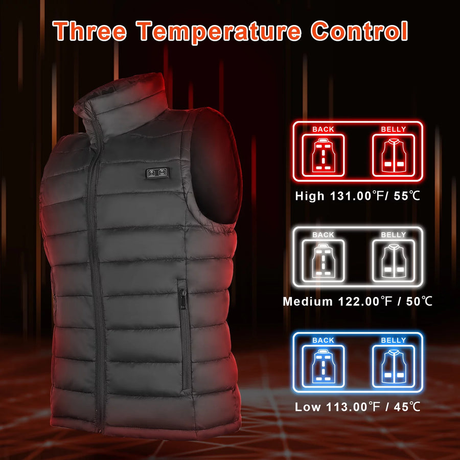 Heated Vest Coat with 10000mAh Battery Pack Lightweight Heated Jacket Heated Clothing Outwear Body Warmer Winter Warm Up Women Men XXL