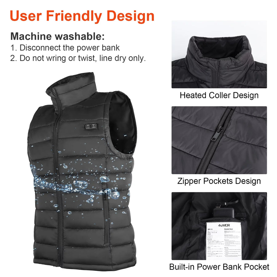 Heated Vest Coat with 10000mAh Battery Pack Lightweight Heated Jacket Heated Clothing Outwear Body Warmer Winter Warm Up Women Men XXL